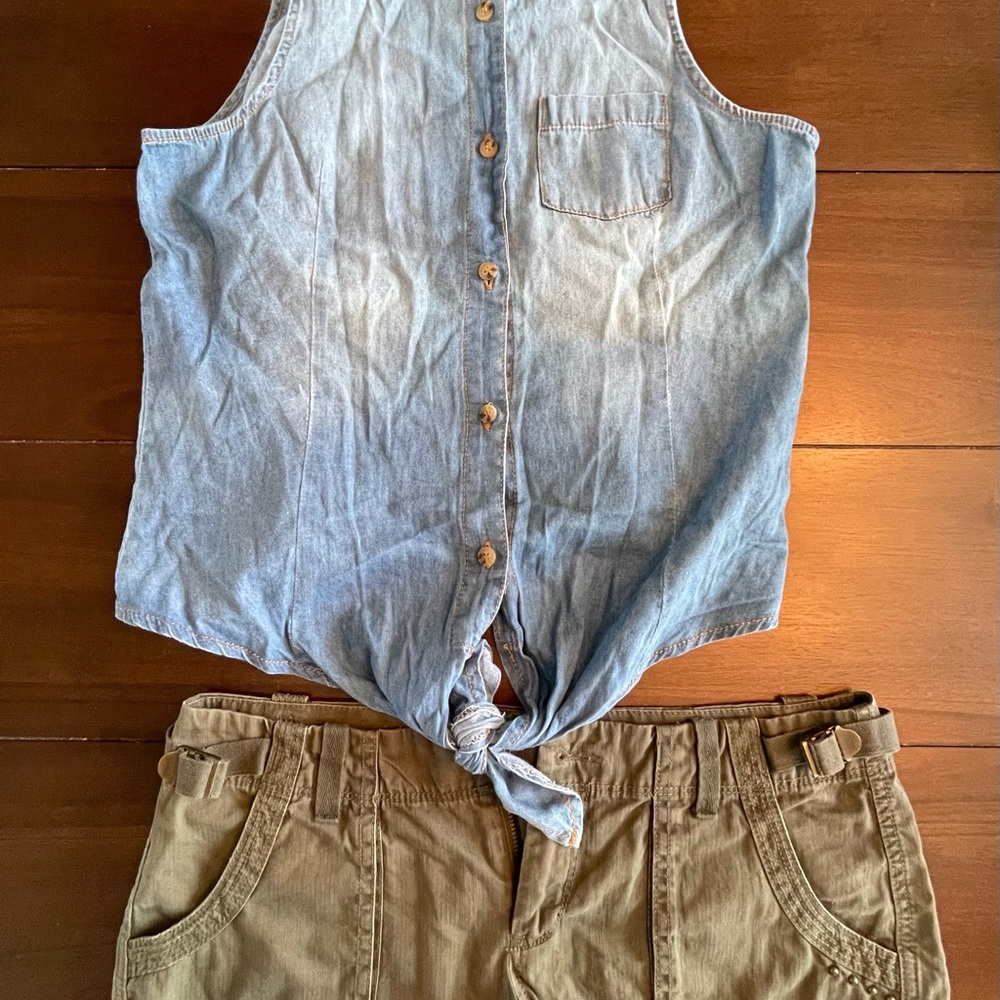 Wet Seal Sleeveless Shirt / Old Navy Shorts